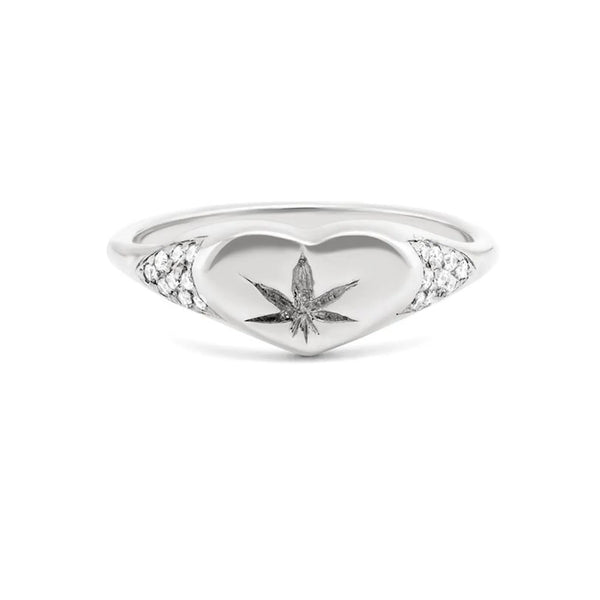 Heart Leaf Ring in Gold with Diamonds