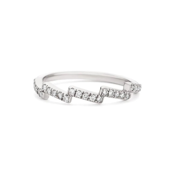 Zig Zag Wave Shape Ring in Gold with Diamonds