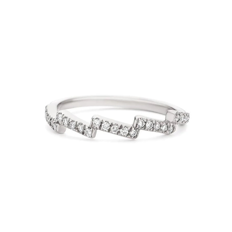 Zig Zag Wave Shape Ring in Gold with Diamonds