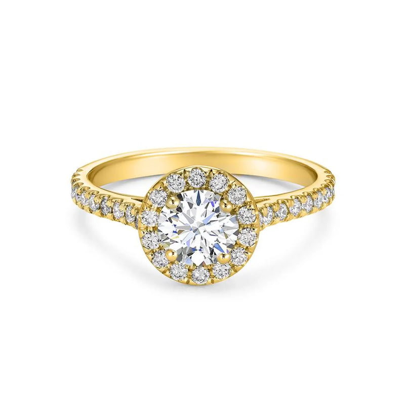 Round Shape Ring in Gold with Diamonds