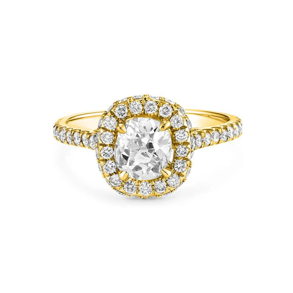 Double Halo Ring Shape in Gold with Diamonds