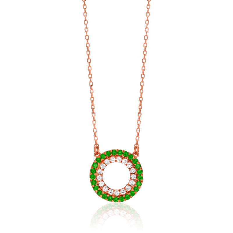 Double Circle Necklace in Gold with Diamonds