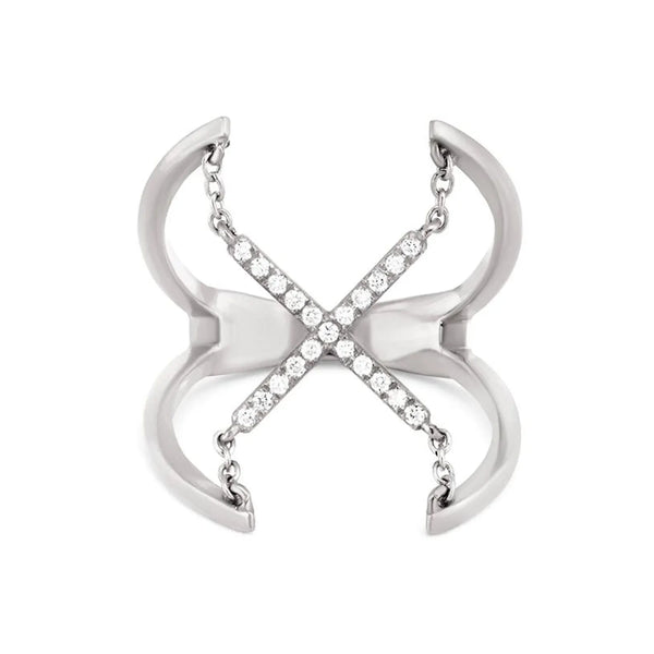 Cross Ring in gold with diamonds
