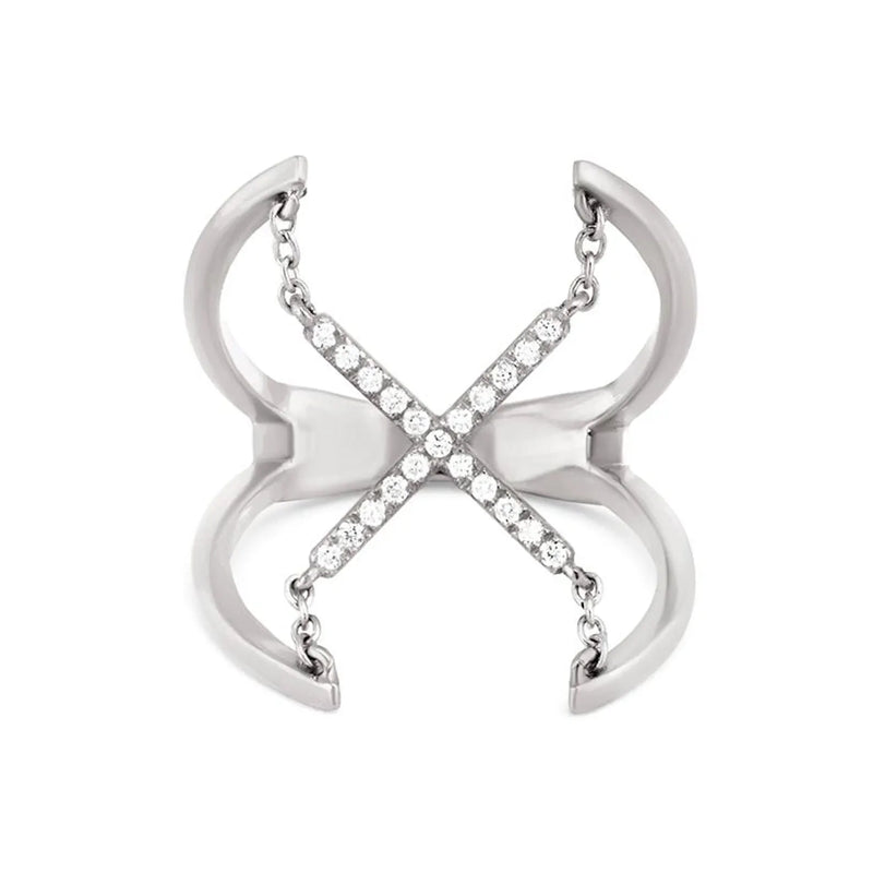 Cross Ring in gold with diamonds
