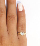 Heart Signet Ring in Gold with Diamonds
