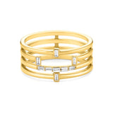 Baguette Ring in gold with diamonds