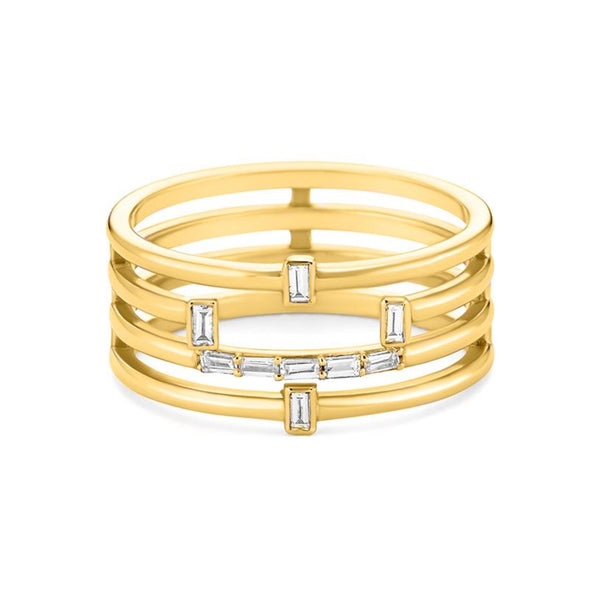 Baguette Ring in gold with diamonds