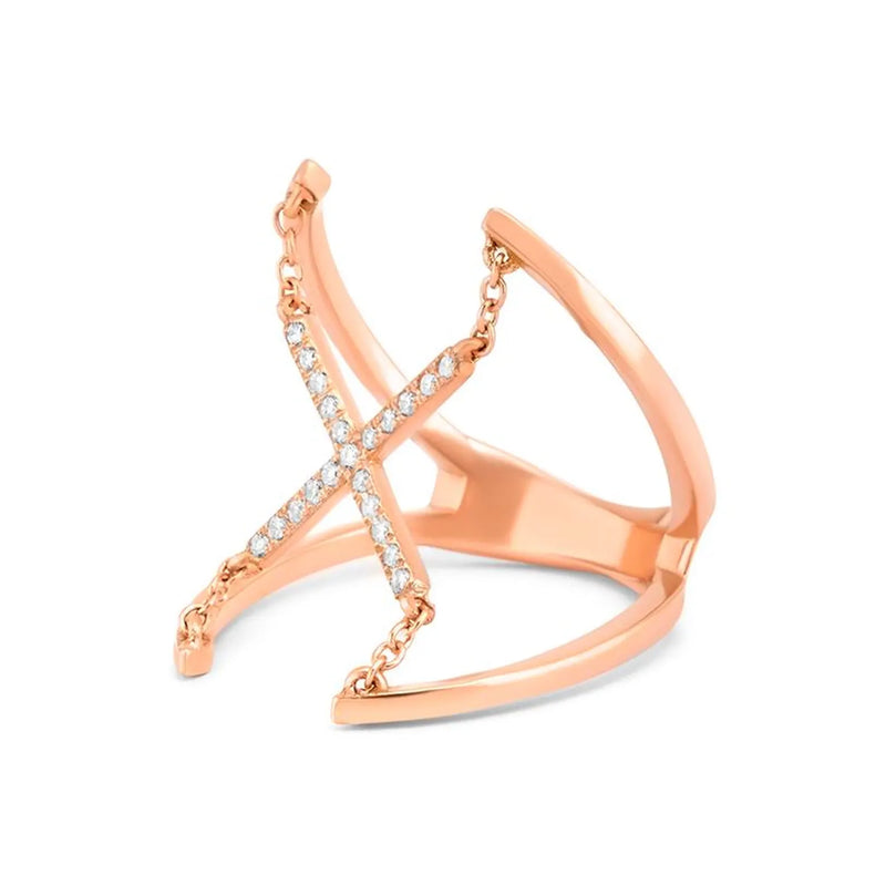 Cross Ring in gold with diamonds