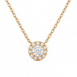 Round Halo Style Necklace in Gold with Diamonds