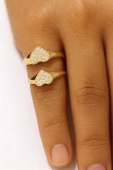 Heart Signet Ring in Gold with Diamonds