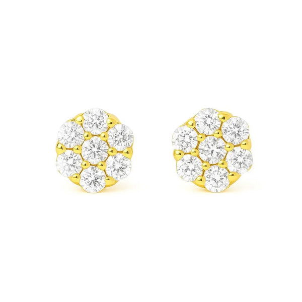 Flower Shaped Earrings in Gold with Diamonds