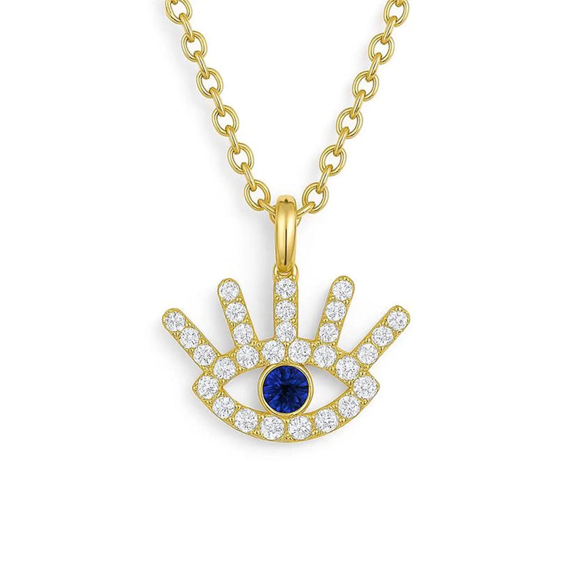 Blue Sapphire Necklace in Gold with Diamonds