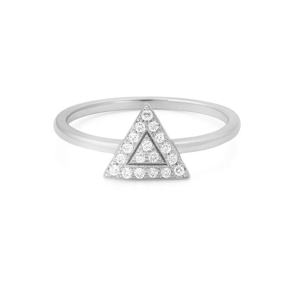 Triangular Shape Ring in Gold with Diamonds