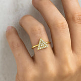 Triangular Shape Ring in Gold with Diamonds