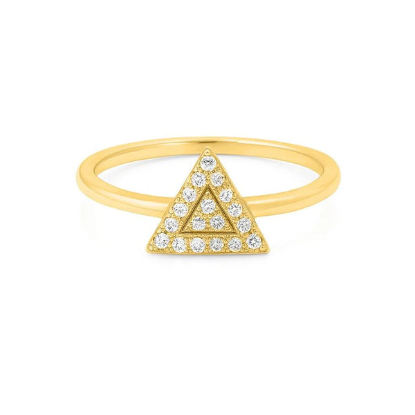 Triangular Shape Ring in Gold with Diamonds