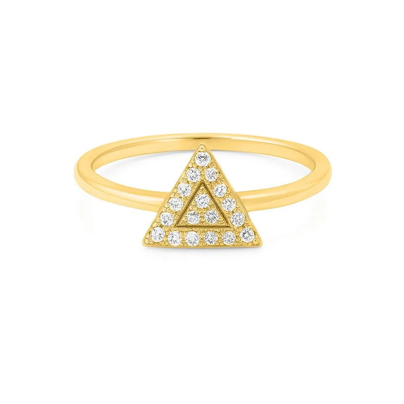 Triangular Shape Ring in Gold with Diamonds