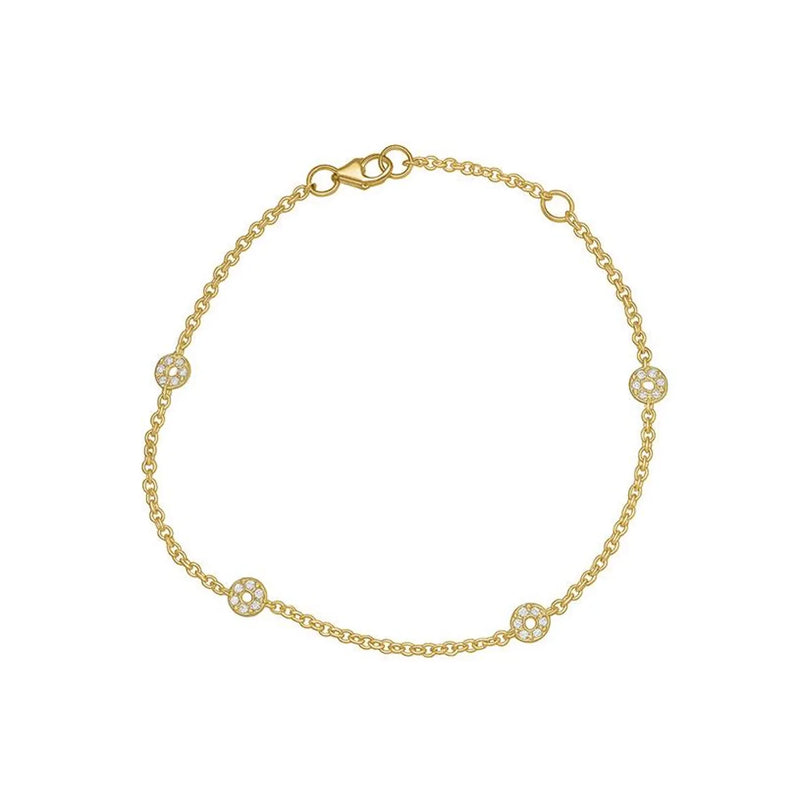 Dainty Micro-Pavé Disc Chain in Gold with Diamond