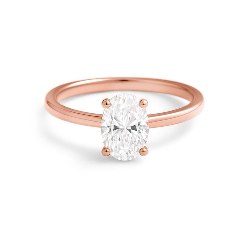 Oval Diamond Solitaire Gold Ring | Natural & Lab Grow