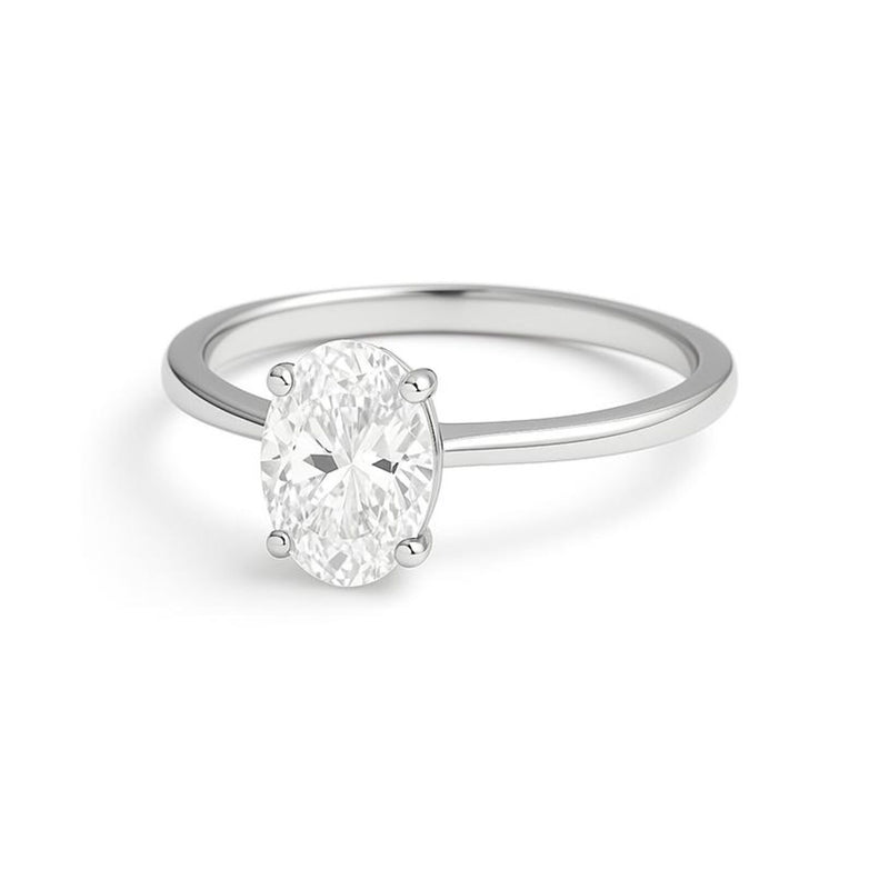 Oval Diamond Solitaire Gold Ring | Natural & Lab Grow