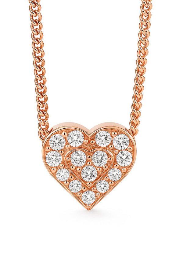 Heart Shape Necklace in Gold with Diamonds