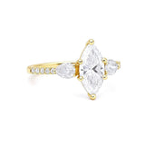 Marquise & 2 Pear shape Natural | Lab Grown Diamond Ring in Gold