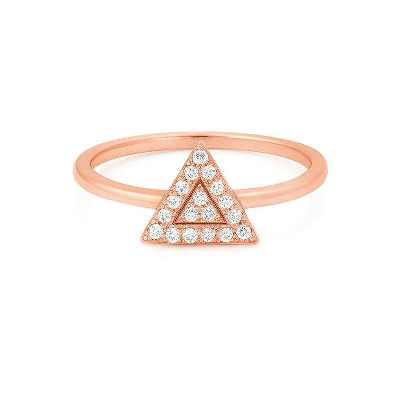 Triangular Shape Ring in Gold with Diamonds