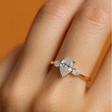 3 Pear Shape Lab or Natural in Gold with Diamonds