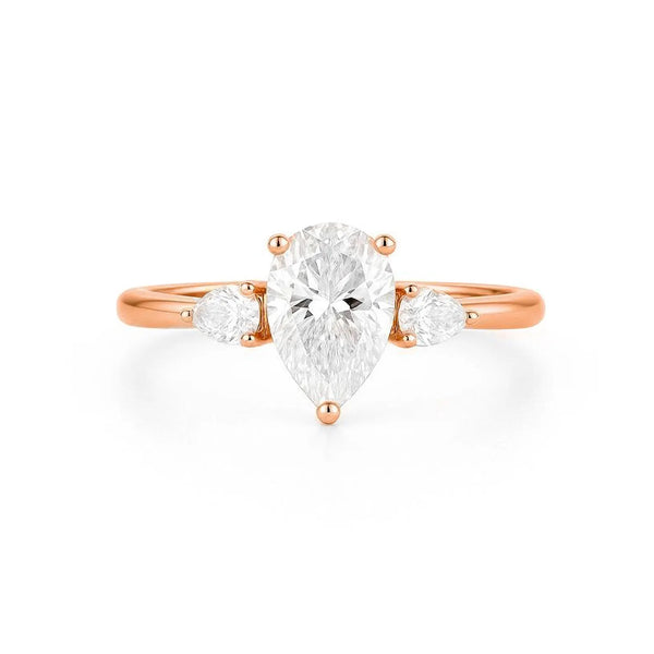 3 Pear Shape Lab or Natural in Gold with Diamonds