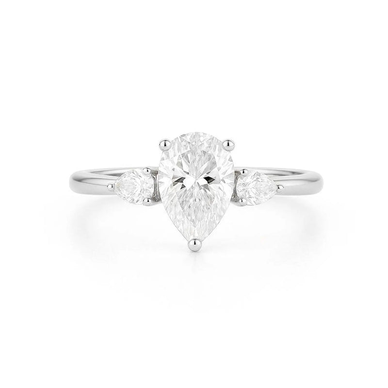 3 Pear Shape Lab or Natural in Gold with Diamonds