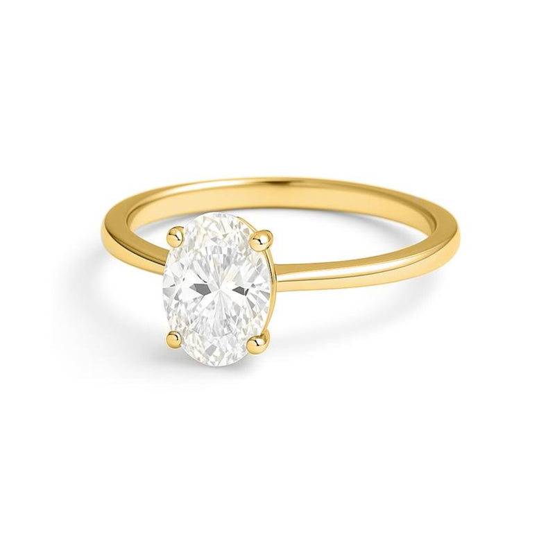Oval Diamond Solitaire Gold Ring | Natural & Lab Grow