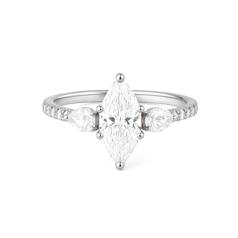 Marquise & 2 Pear shape Natural | Lab Grown Diamond Ring in Gold