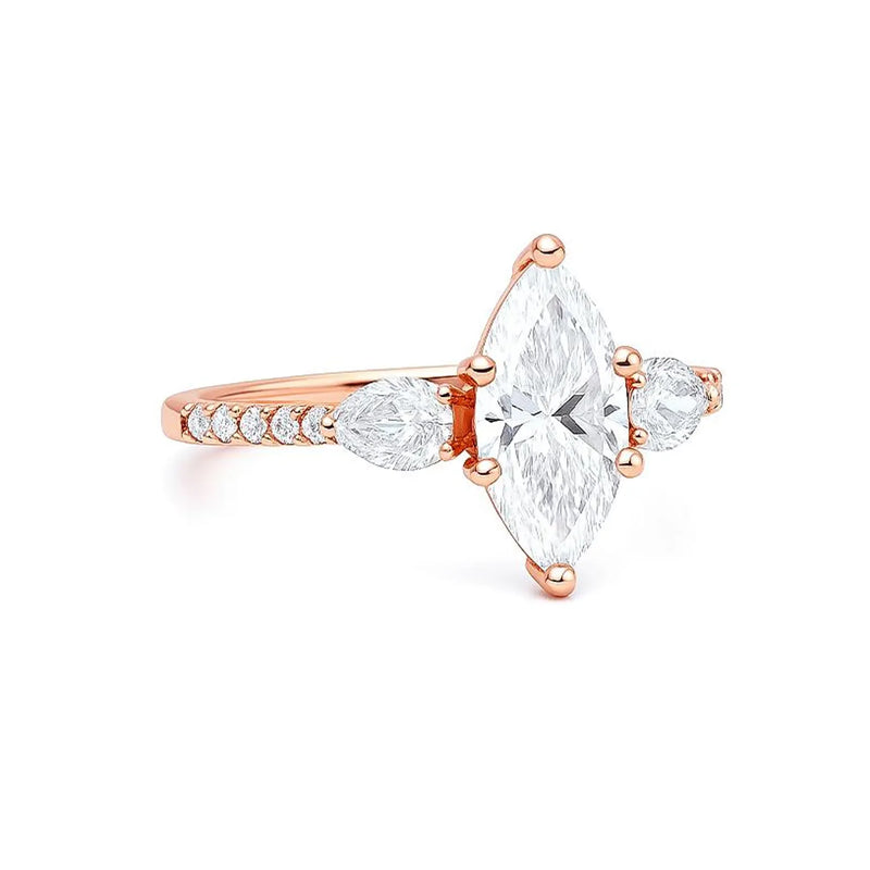 Marquise & 2 Pear shape Natural | Lab Grown Diamond Ring in Gold