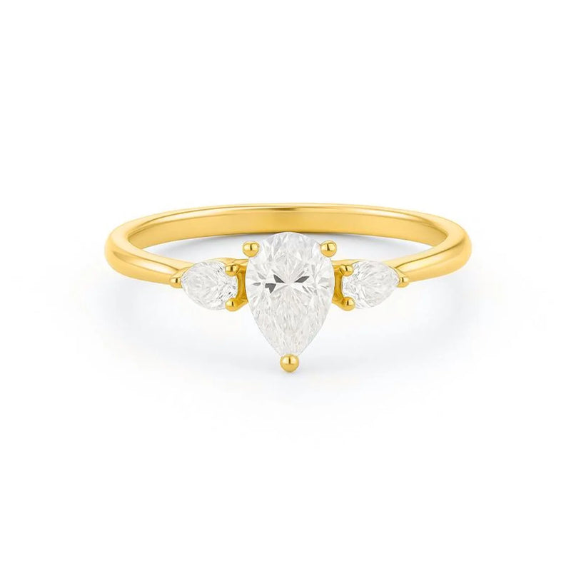 3 Pear Shape Lab or Natural in Gold with Diamonds