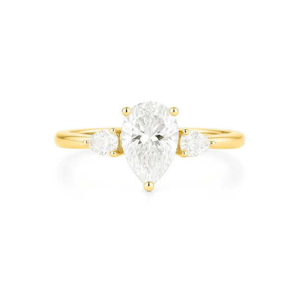3 Pear Shape Lab or Natural in Gold with Diamonds