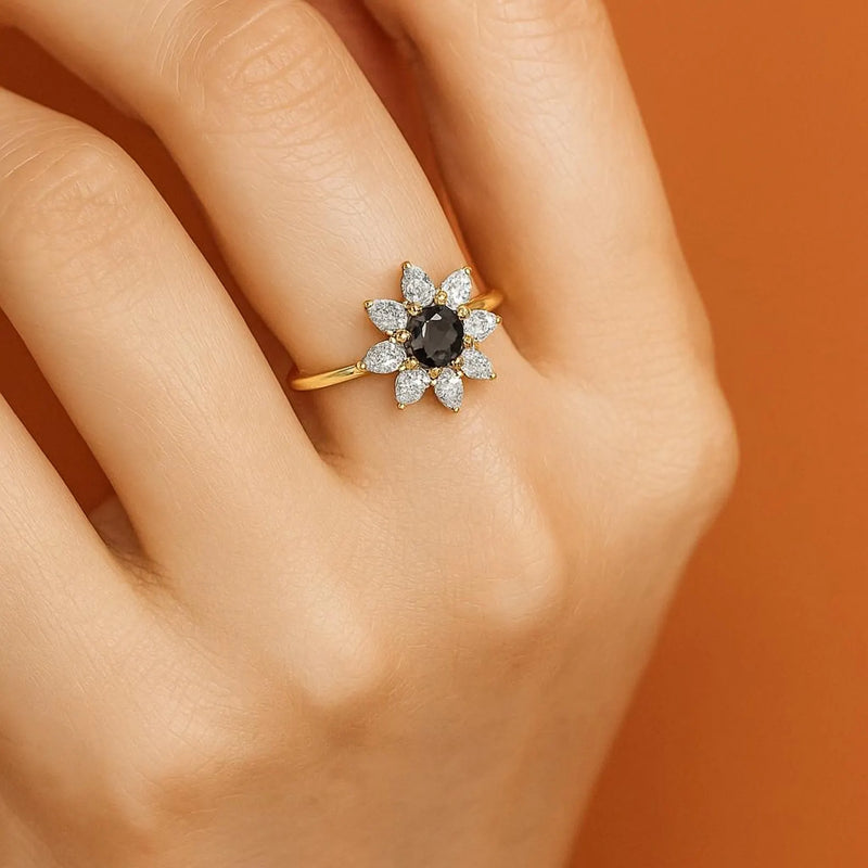 Black Diamond Ring in Gold