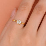 Minimalist Flower Shape Ring in Gold with Diamonds