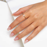 Minimalist Flower Shape Ring in Gold with Diamonds