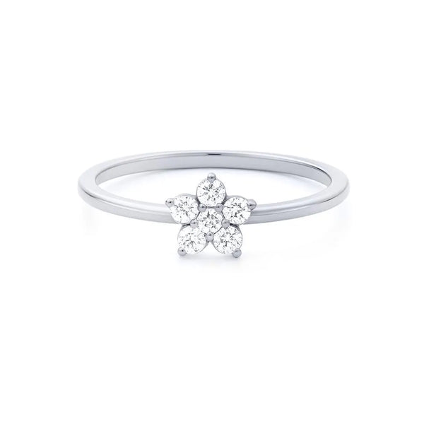 Minimalist Flower Shape Ring in Gold with Diamonds