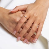 Minimalist Flower Shape Ring in Gold with Diamonds
