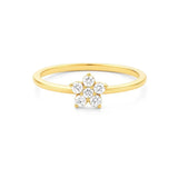 Minimalist Flower Shape Ring in Gold with Diamonds