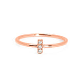 Minimal Three Stone Ring in Gold with Diamonds