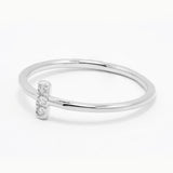 Minimal Three Stone Ring in Gold with Diamonds
