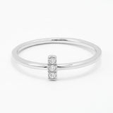 Minimal Three Stone Ring in Gold with Diamonds