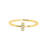 Minimal Three Stone Ring in Gold with Diamonds