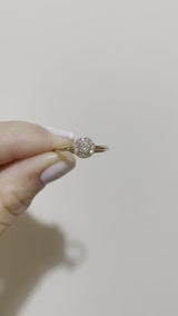 Round Shape Halo Style Ring in Gold with Diamonds
