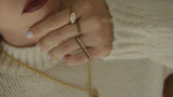 Two Finger Ring in gold with diamonds