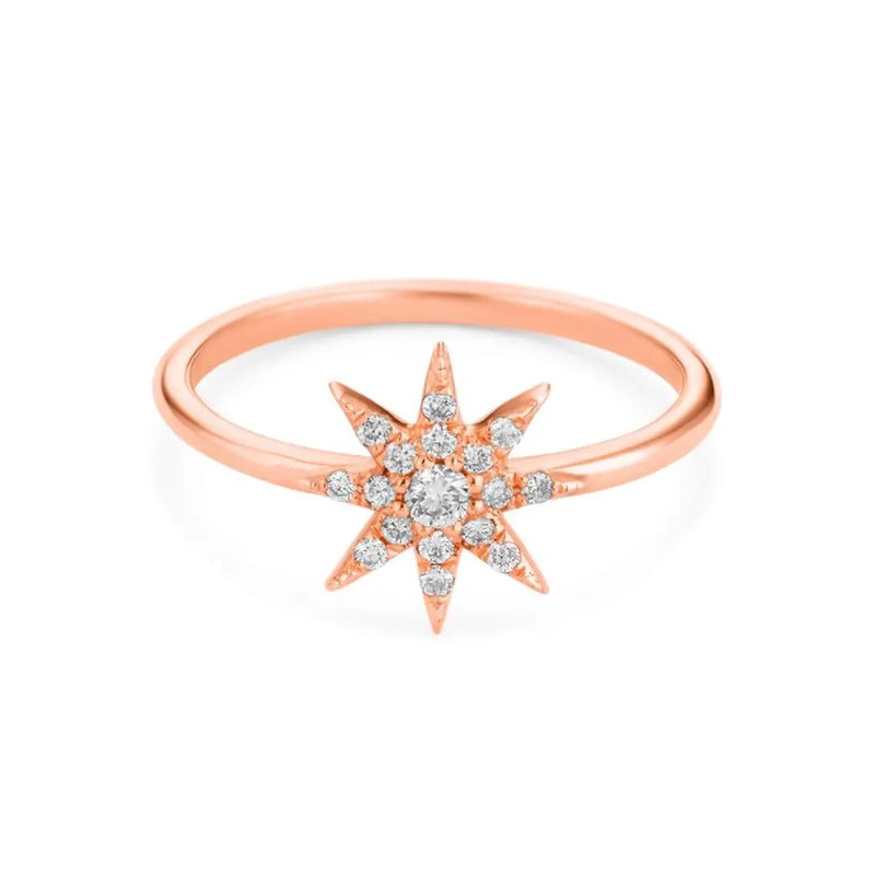 Star Shape Ring in Gold with Diamonds
