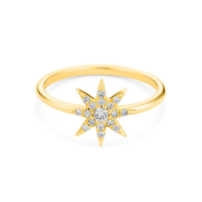 Star Shape Ring in Gold with Diamonds