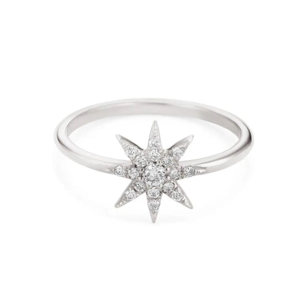 Star Shape Ring in Gold with Diamonds