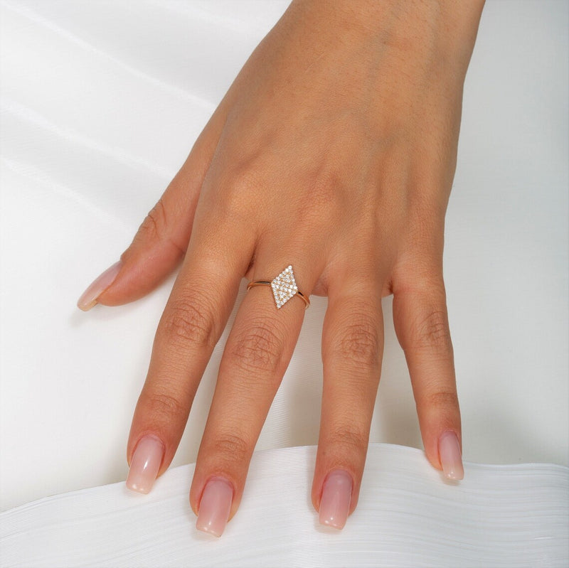 Triangle Shape Ring in Gold with Diamonds